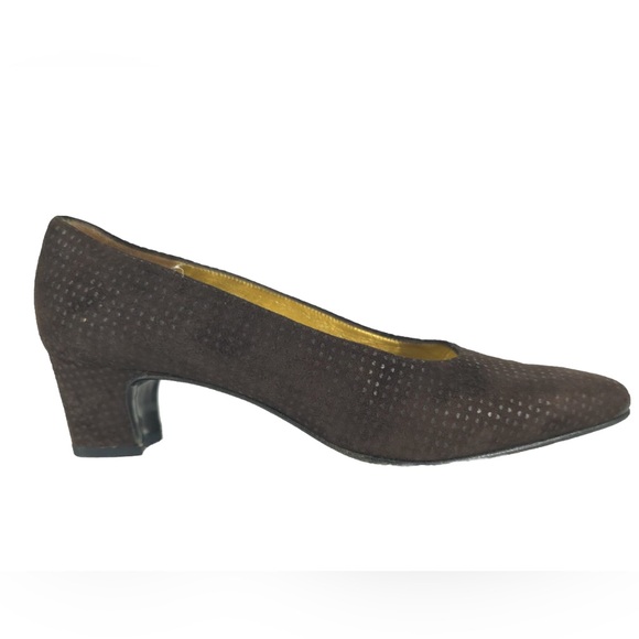 ESCADA‎ ITALY🇮🇹ITALY LEATHER Block Heels Designer Size 8AA Vintage - Picture 1 of 14